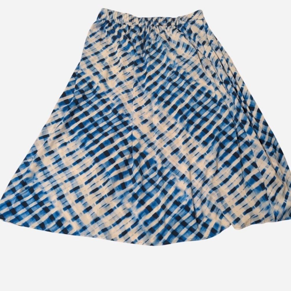 Pre-owned Elegant Blue and White A-Line Skirt Size M - Picture 2 of 7